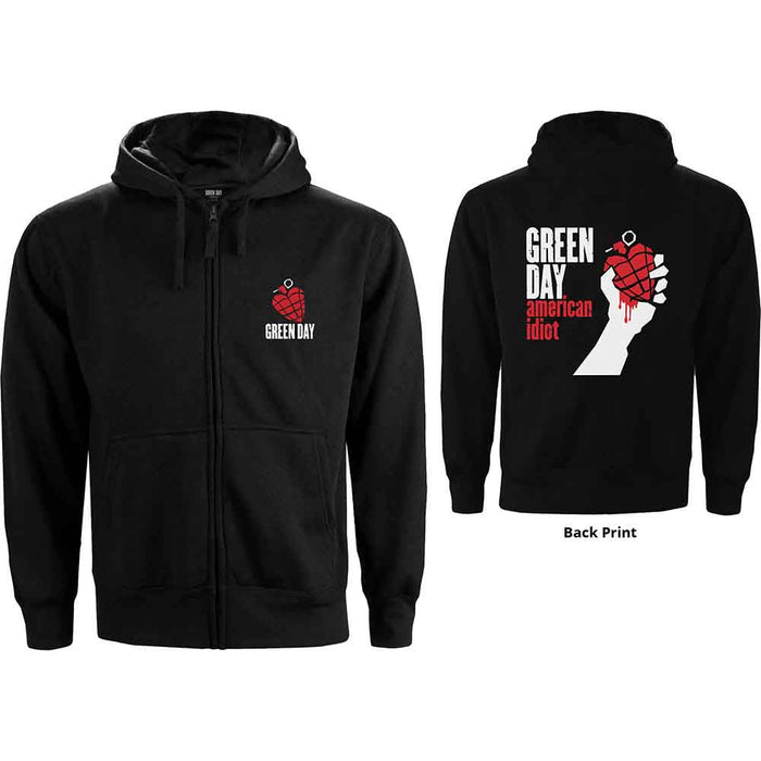 Green Day American Idiot Ladies Large Zipped Hoodie