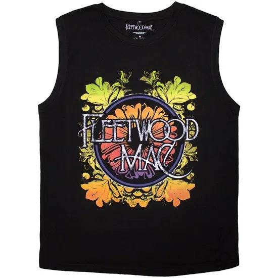 Fleetwood Mac Circle Floral Logo Black X-Large Tank T-Shirt