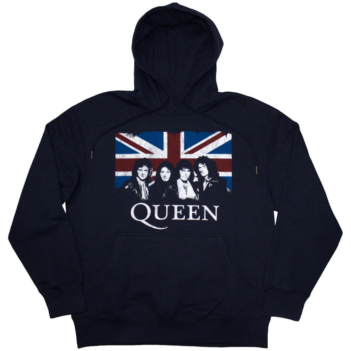 Queen Union Jack Navy Blue Large Hoodie