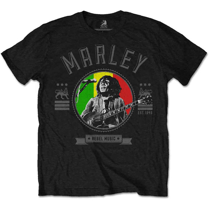 Bob Marley Rebel Music Seal Black Small T-Shirt