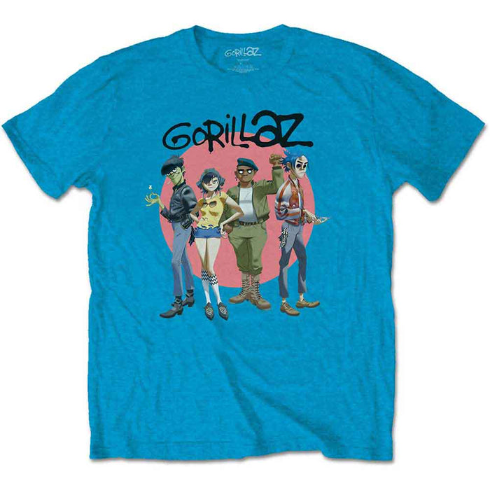 Gorillaz Group Circle Rise Sapphire Blue X-Large T-Shirt