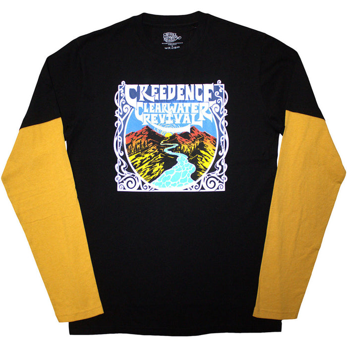 Creedence Clearwater Revival River Black and Yellow Medium Layered Long Sleeve T-Shirt