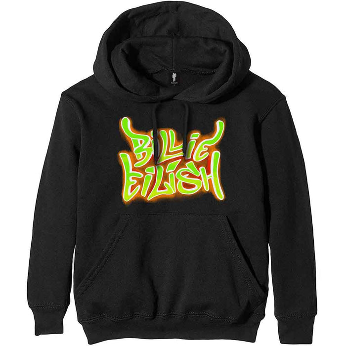 Billie Eilish Airbrush Flames Black Small Hoodie