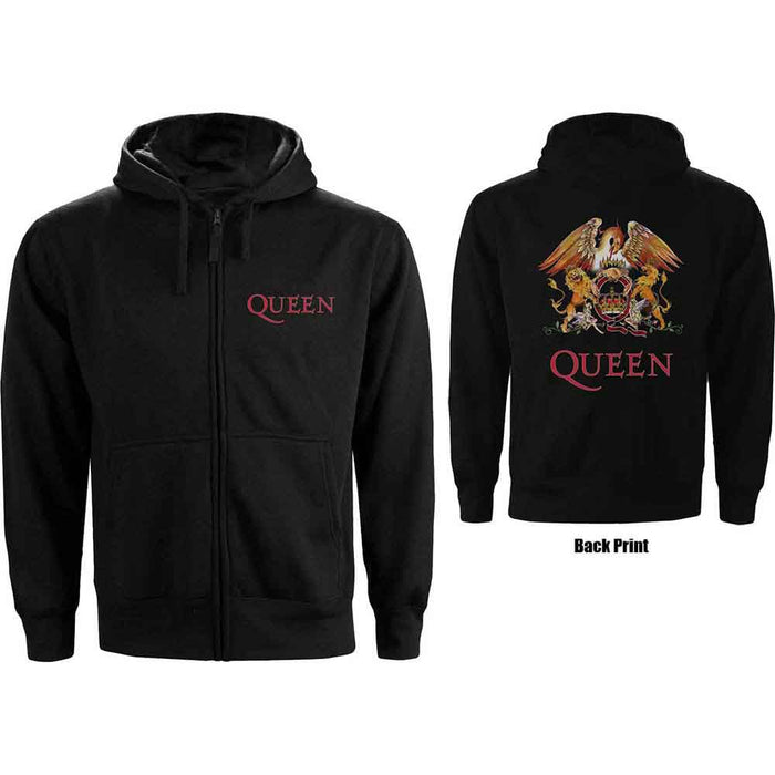 Queen Classic Crest Black Small Zipped Hoodie