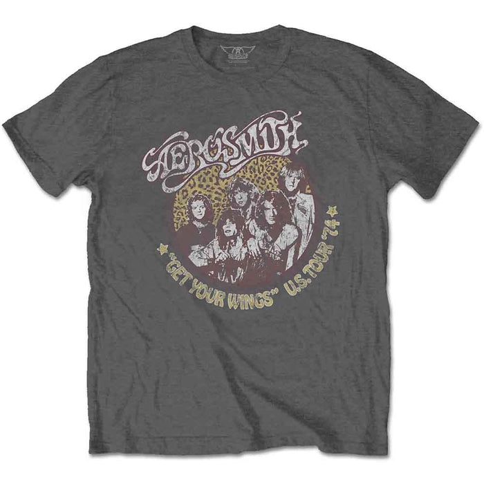 Aerosmith Cheetah Print Charcoal Grey Medium T-Shirt