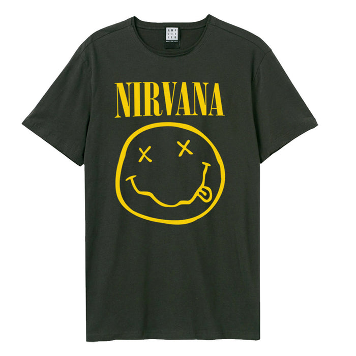 Nirvana Face Logo Vintage Charcoal Grey Large T-Shirt