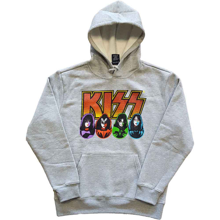 KISS Logo, Faces & Icons Grey Large Hoodie