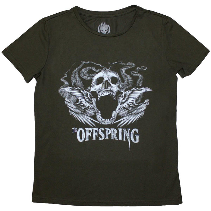 The Offspring Feathered Winged Skull Green Ladies Small T-Shirt