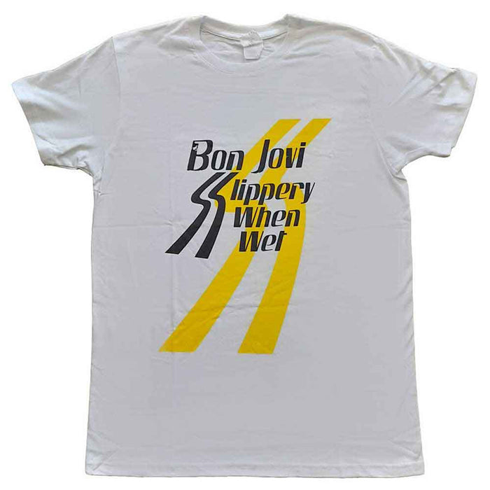 Bon Jovi Slippery When Wet White Small T-Shirt