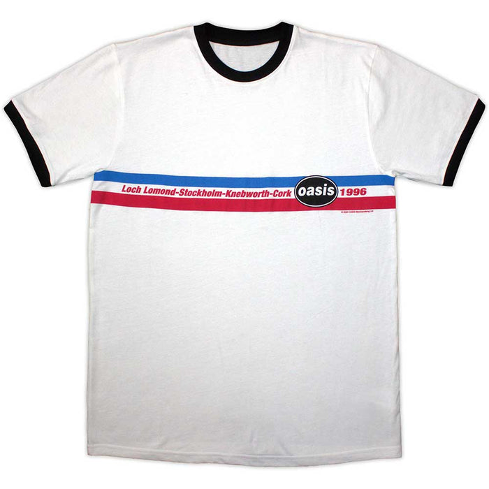 Oasis 1996 Tour Horizontal Stripes White X-Large T-Shirt