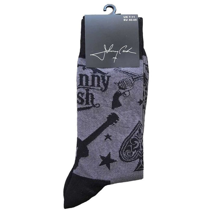 Johnny Cash Unisex Ankle Socks: Guitars 'N Guns (Uk Size 7 - 11)