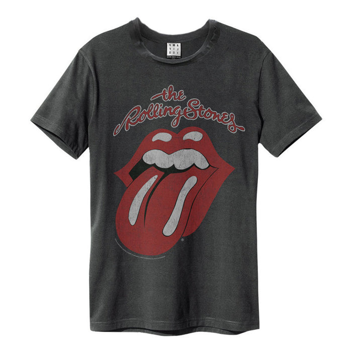 Rolling Stones Vintage Tongue Amplified Charcoal Large Unisex T-Shirt