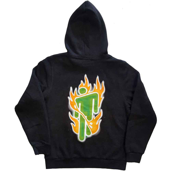 Billie Eilish Airbrush Flames Dark Grey Large Hoodie