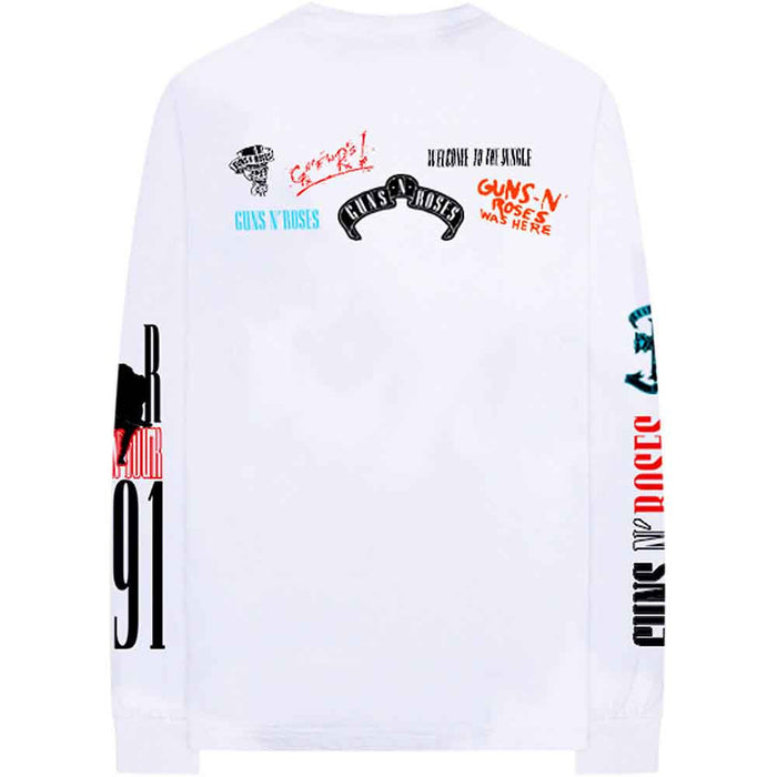 Guns N Roses Motocross Logo White Medium Long Sleeved T-Shirt