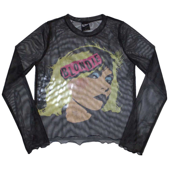 Blondie Punk Poster Mesh Long Sleeve XL Ladies Crop Top T-Shirt