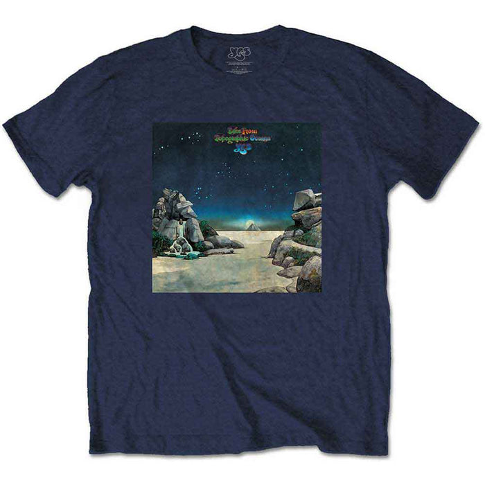Yes Topographic Oceans Navy Blue X-Large T-Shirt