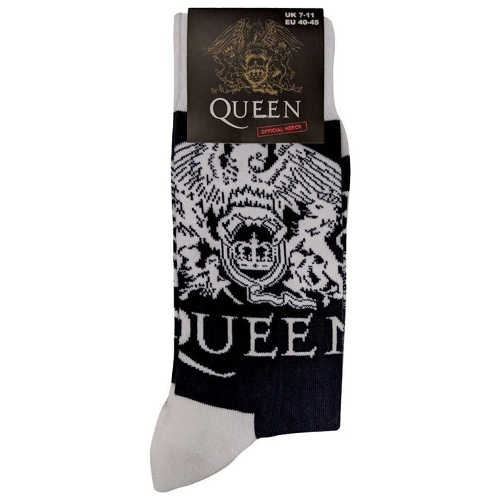 Queen Unisex Ankle Socks: White Crests (Uk Size 7 - 11)