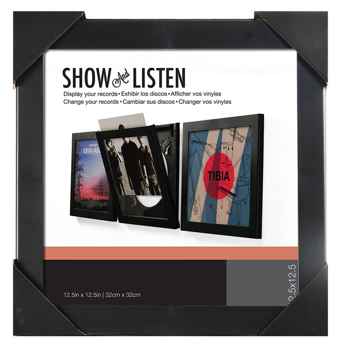 Vinyl Record Album Black LP Wall Frame Show & Listen 4 Pack