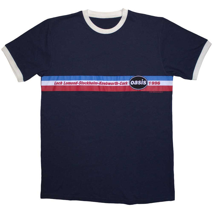 Oasis 1996 Tour Horizontal Stripes Navy Blue Large T-Shirt