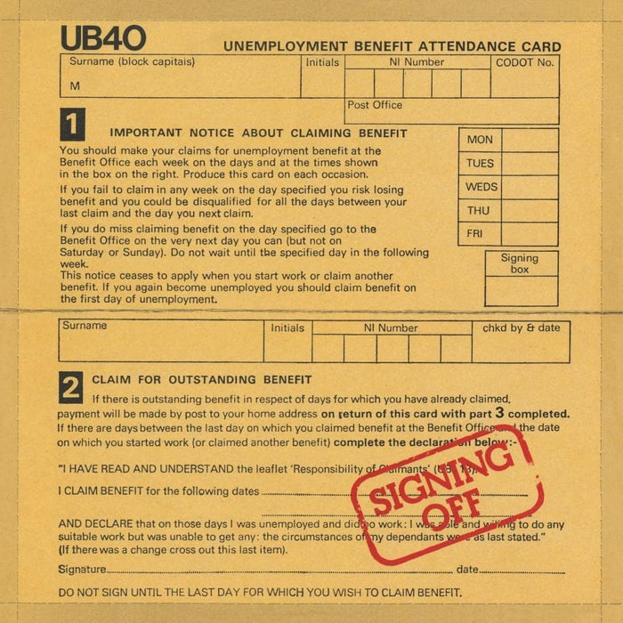 UB40 Signing Off Vinyl LP Red Colour