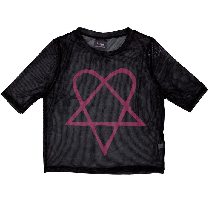 HIM Pink Heartagram Small Mesh Crop Top