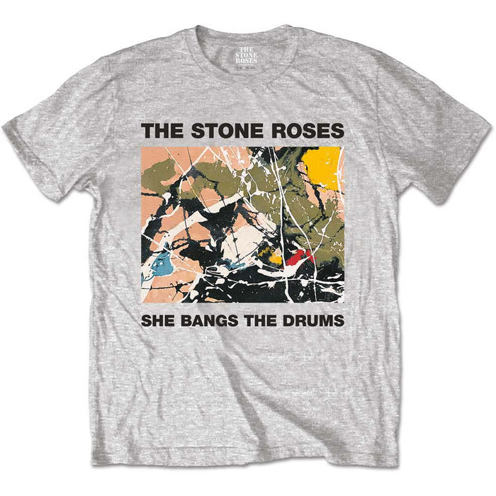 STONE ROSES She Bangs The Drums MENS Grey SIZE LARGE T-SHIRT NEW