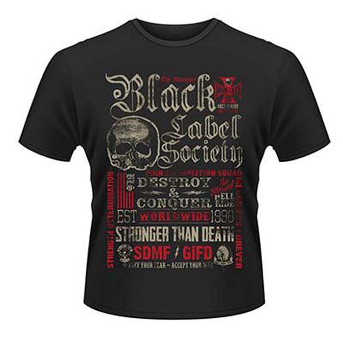 Black Label Society Destroy & Conquer Mens Medium T Shirt New Black