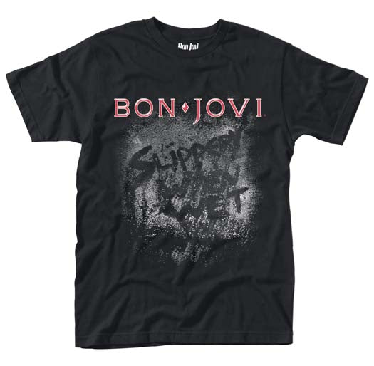 BON JOVI Slippery When Wet Album Image MENS Black Size Large T SHIRT NEW