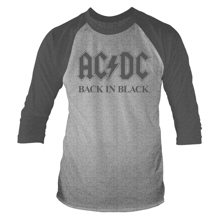 AC/DC Back In Black MENS Grey MEDIUM Baseball T-Shirt NEW