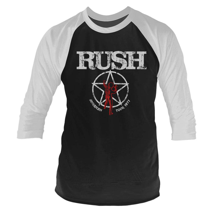 RUSH American Tour 1977 MENS Black X-Large Baseball Top NEW