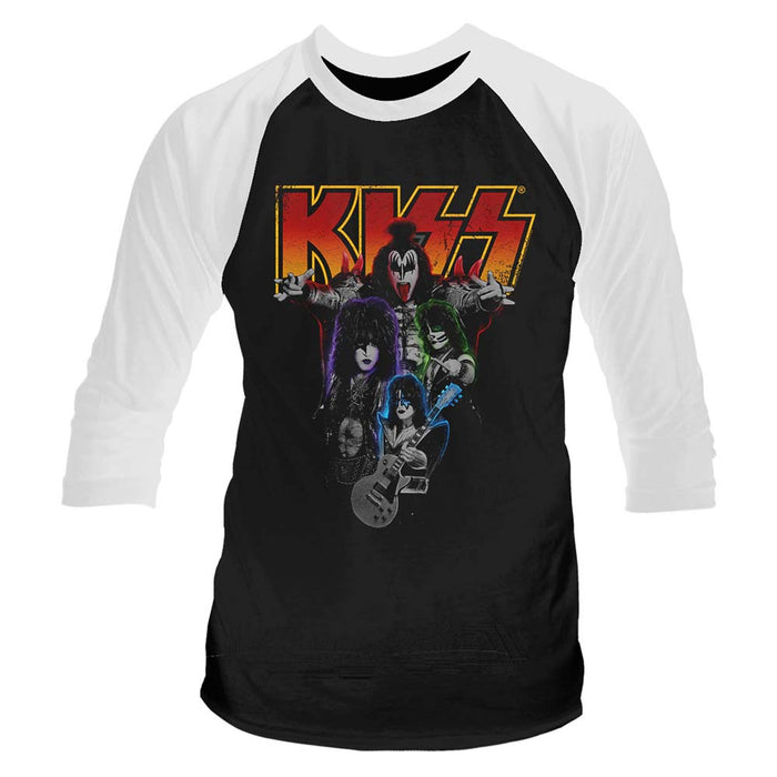 KISS Neon Band MENS Black SMALL Baseball Shirt NEW