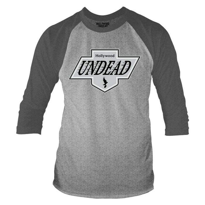 HOLLYWOOD UNDEAD L.A. Crest MENS Grey MEDIUM Baseball T-Shirt NEW