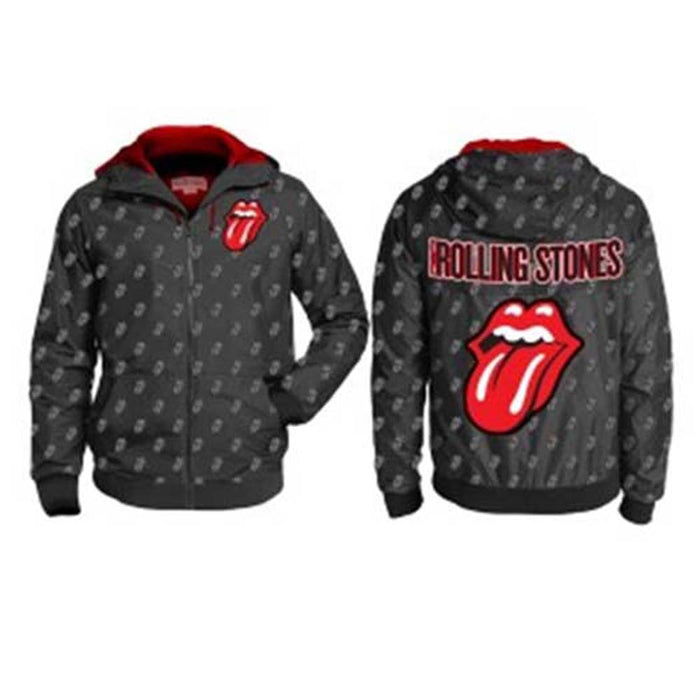 ROLLING STONES Allover Tongue MENS L Black ZIPPER JACKET NEW OFFICIAL