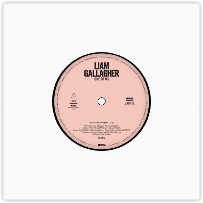 Liam Gallagher One of Us 7" Vinyl Single 2019