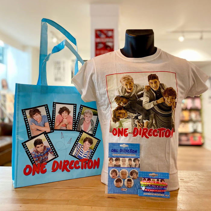 One Direction Official Merch Bundle 2 - T-Shirt / Tote / Badge Pack ...