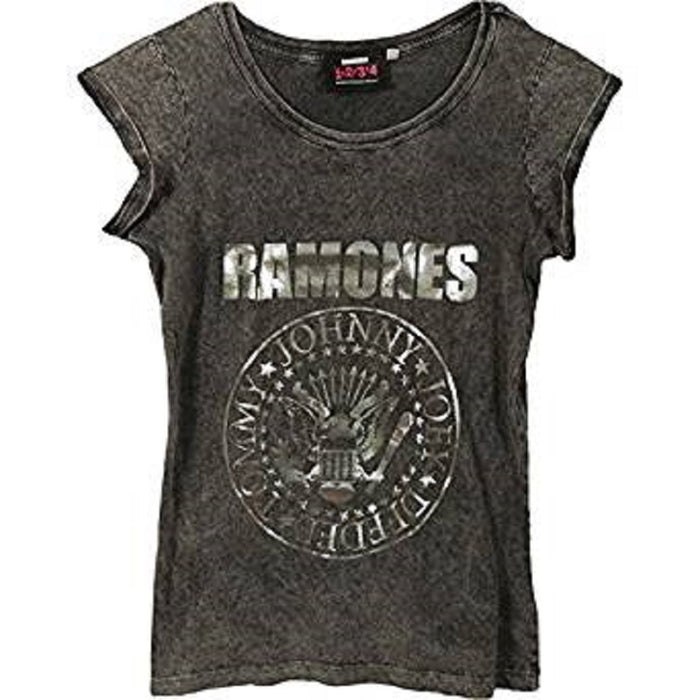 RAMONES Presidential Seal ACID WASH LADIES Size X-Large Black/Grey T-shirt NEW