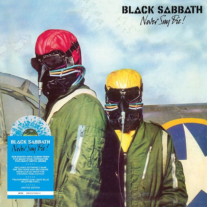 Black Sabbath Never Say Die! Vinyl LP Transparent and Light Blue Splatter RSD 2023