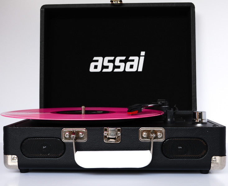 ASSAI Record Player Retro Vinyl BLACK Suitcase Turntable