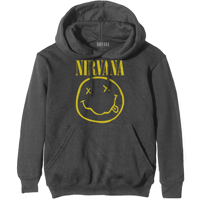 Nirvana Yellow Happy Face Charcoal Grey Medium Hoodie