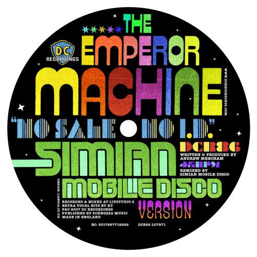 EMPEROR MACHINE - NO SALE NO I.D. (SIMIAN MOBILE DISCO MIX) 12" VINYL BRAND NEW
