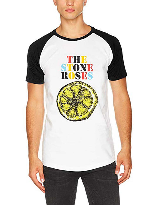 Stone Roses Lemon Multicolour Short Sleeve Raglan Black Mens White X-Large New