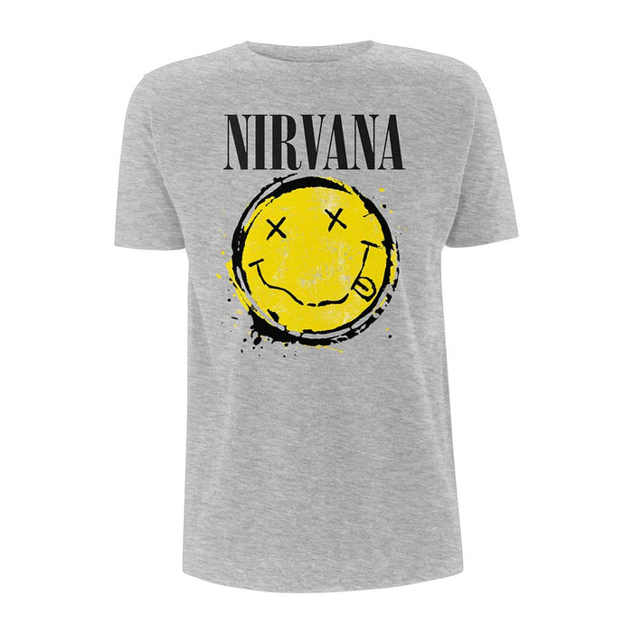 Nirvana Happy Face Splat Mens Grey Medium T-Shirt