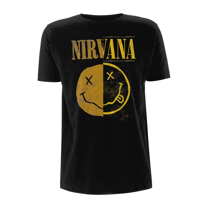 Nirvana Spliced Happy Face Mens Black Large T-Shirt