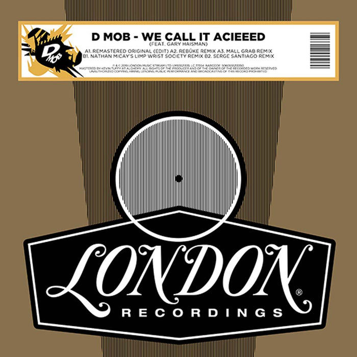D-Mob - ft. Gary Haisman We Call It Acieeed 12" Vinly Single RSD Aug 2020