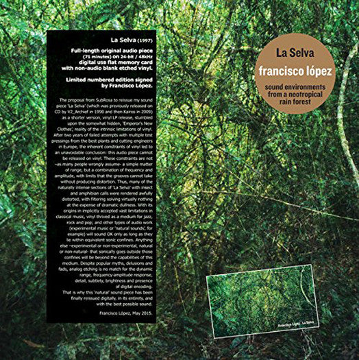 FRANCISCO LOPEZ LA SELVA VINYL LP NEW 33RPM