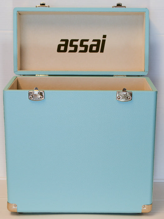 ASSAI VINYL LP RECORD SKY BLUE STORAGE CARRY CASE BOX WITH HANDLE 12" LP