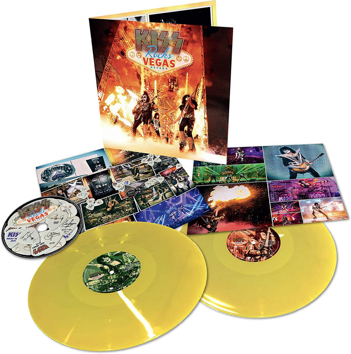 Kiss Kiss Rocks Vegas Vinyl LP Yellow Colour & Dvd 2020