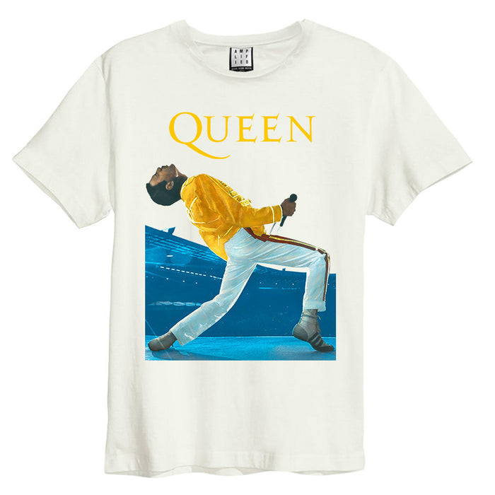 Queen Freddie Triangle Amplified Vintage White Small Unisex T-Shirt