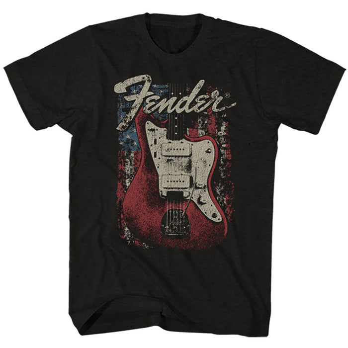 Fender Distressed Guitar Black Large Unisex T-Shirt