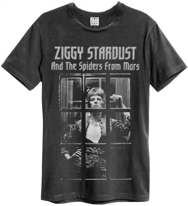 David Bowie Rise And Fall Ziggy Stardust Amplified Vintage Charcoal Small T Shirt